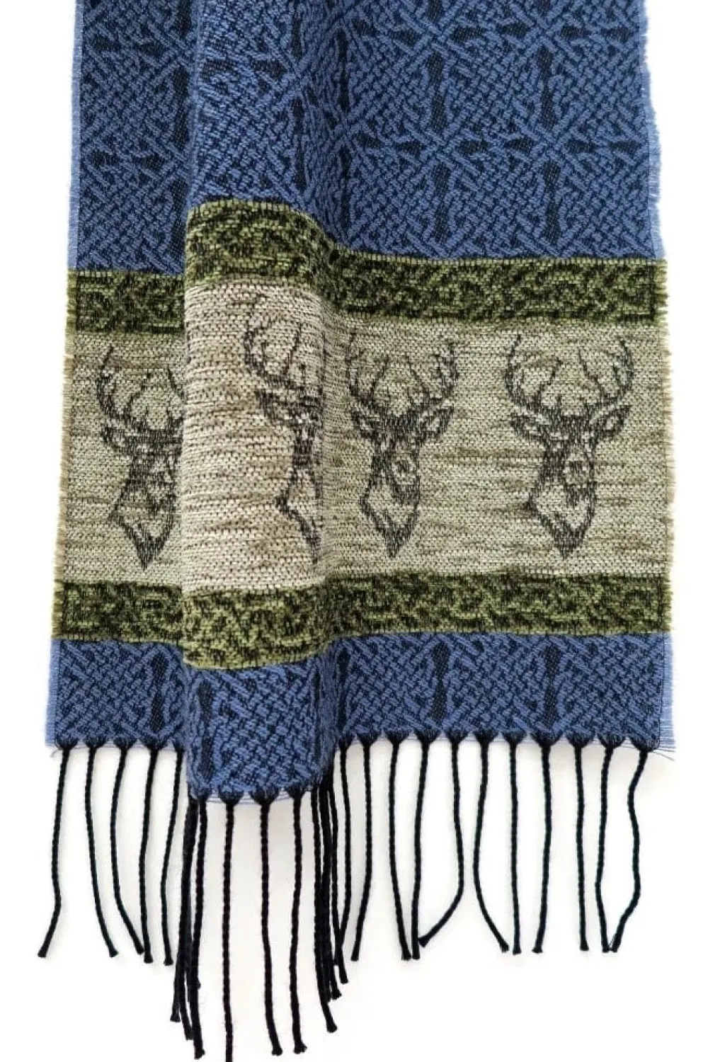 Scarves & Wraps|Calzeat of Scotland Celtic Alba Highland Stag Blue Jacquard Scarf