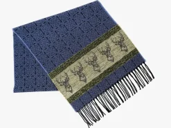 Scarves & Wraps|Calzeat of Scotland Celtic Alba Highland Stag Blue Jacquard Scarf