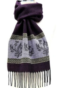 Scarves & Wraps|Calzeat of Scotland Celtic Alba Thistle Purple Jacquard Scarf
