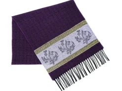 Scarves & Wraps|Calzeat of Scotland Celtic Alba Thistle Purple Jacquard Scarf