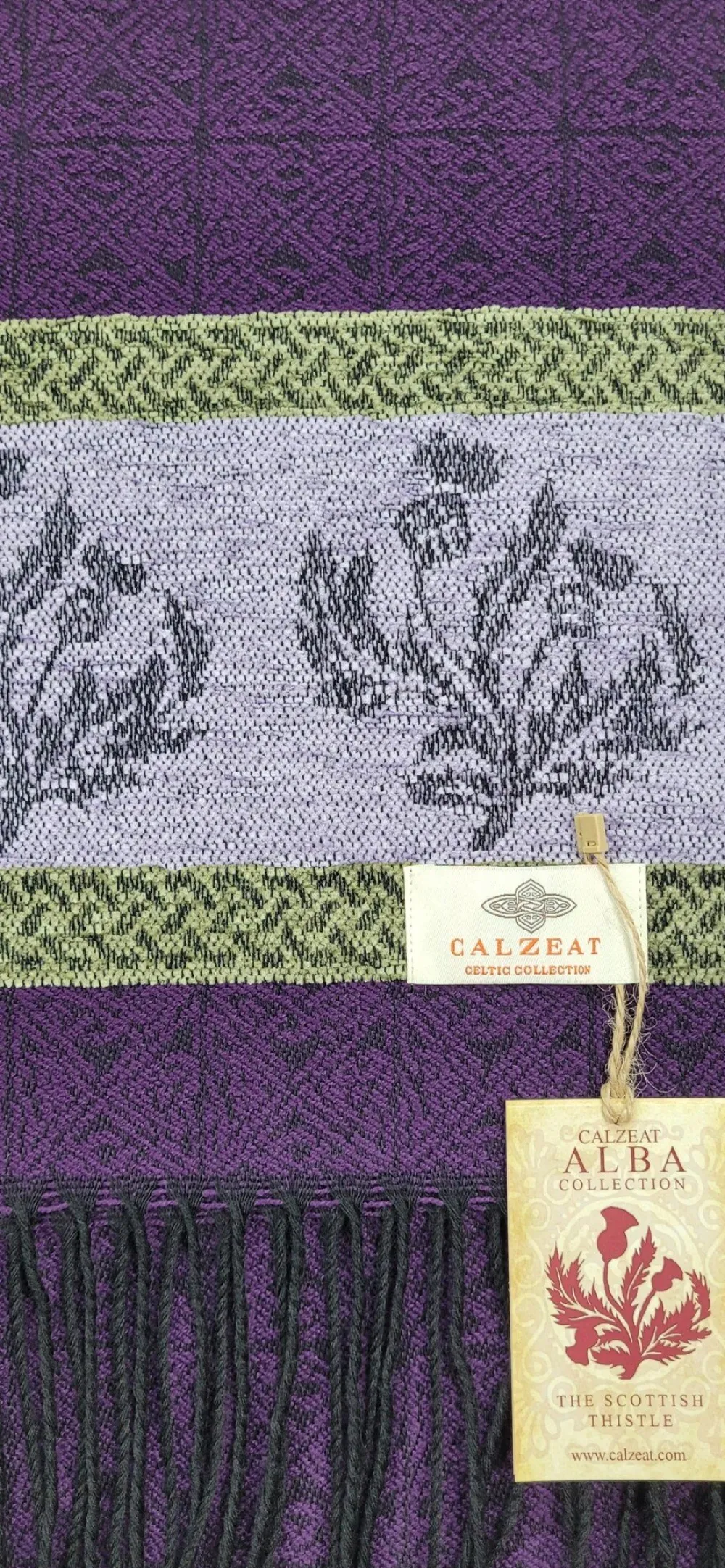 Scarves & Wraps|Calzeat of Scotland Celtic Alba Thistle Purple Jacquard Scarf
