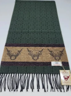 Scarves & Wraps|Calzeat of Scotland Celtic Alba Highland Cow Loden Jacquard Scarf
