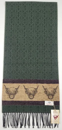 Scarves & Wraps|Calzeat of Scotland Celtic Alba Highland Cow Loden Jacquard Scarf