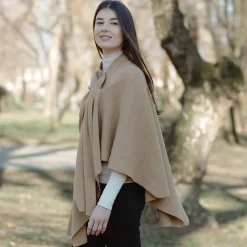 Scarves & Wraps|Camel Lambswool Draped Shawl