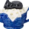 Teapots|Carters of Suffolk Black Cat on Blue Basket Teapot
