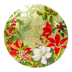 Caspari Trays|Christmas Garden Round Placemats