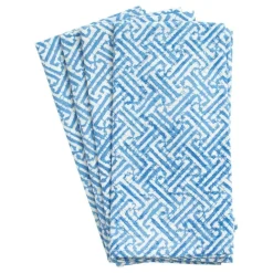 Caspari Cotton Napkins|Fretwork Blue Cotton Napkin Set