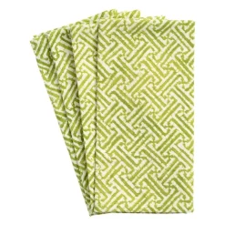 Caspari Cotton Napkins|Fretwork Green Cotton Napkin Set