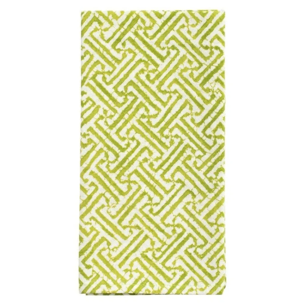 Caspari Cotton Napkins|Fretwork Green Cotton Napkin Set