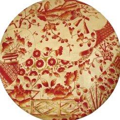 Caspari Trays|Gilded Porcelain Coral Gold Round Lacquer Placemat