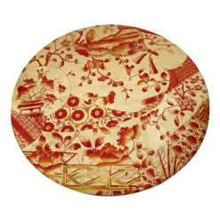 Caspari Trays|Gilded Porcelain Coral Gold Round Lacquer Placemat
