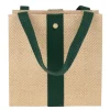 Caspari Gift Bags|Jute And Twill Natural/Hunter Small Gift Bag
