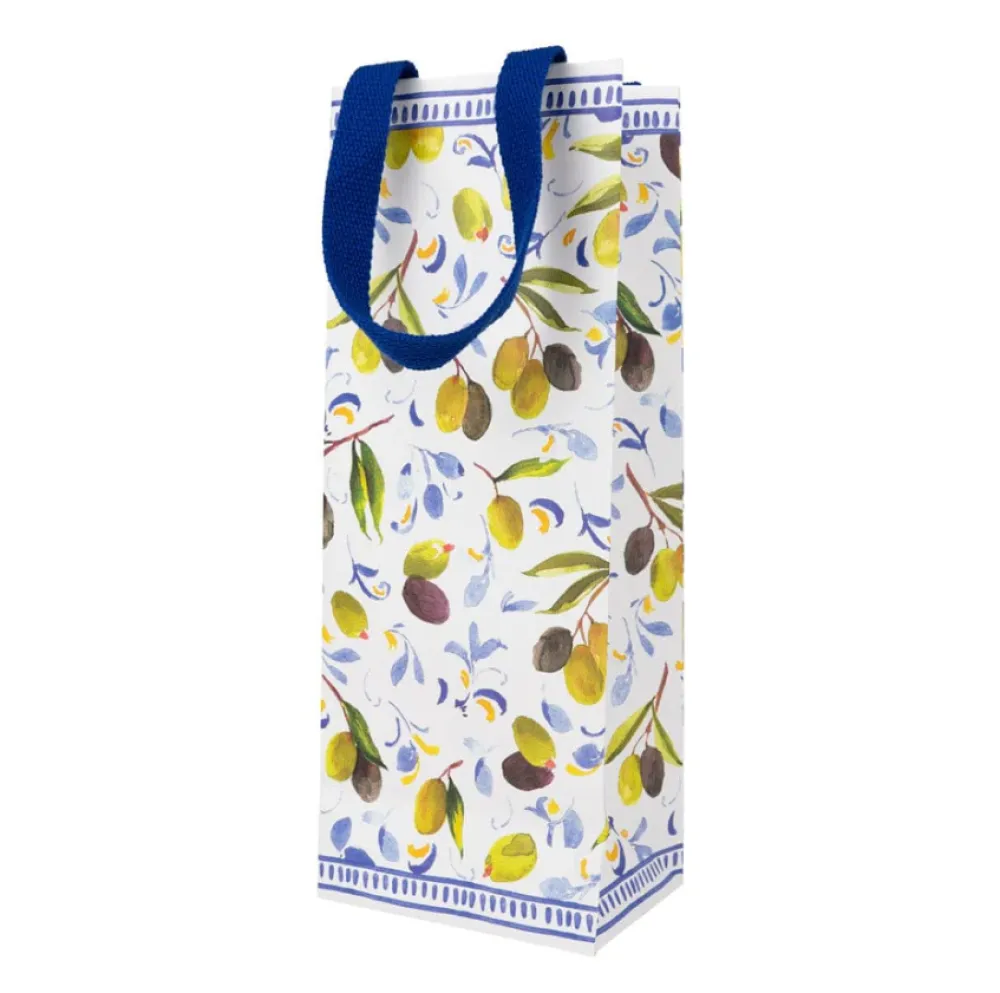 Caspari Gift Bags|Mediterranean Blue Bottle Bag