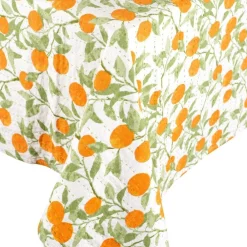 Caspari Tablecloths|Orange Grove Reversible Fabric Tablecloth