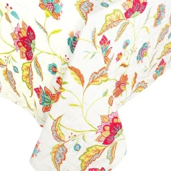 Caspari Tablecloths|Passage to India & Green Fretwork Reversible Square Tablecloth