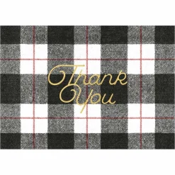 Caspari Boxed Cards|Plaid Check Foil Thank You Notes