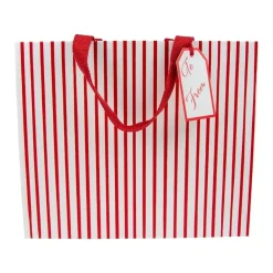 Caspari Gift Bags|Stripes For Days Red/White Medium Gift Bag