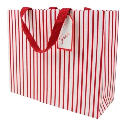 Caspari Gift Bags|Stripes For Days Red/White Medium Gift Bag