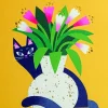 Greeting Cards|Cat & Flowers Thank You Card