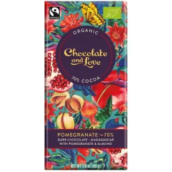British Chocolate|Chocolate & Love Organic 70% Dark Chocolate & Pomegranate Bar