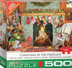 Games & Puzzles|Christmas By The Fireplace 500 Piece Puzzle