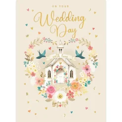 Greeting Cards|Church With Wreath Wedding Card