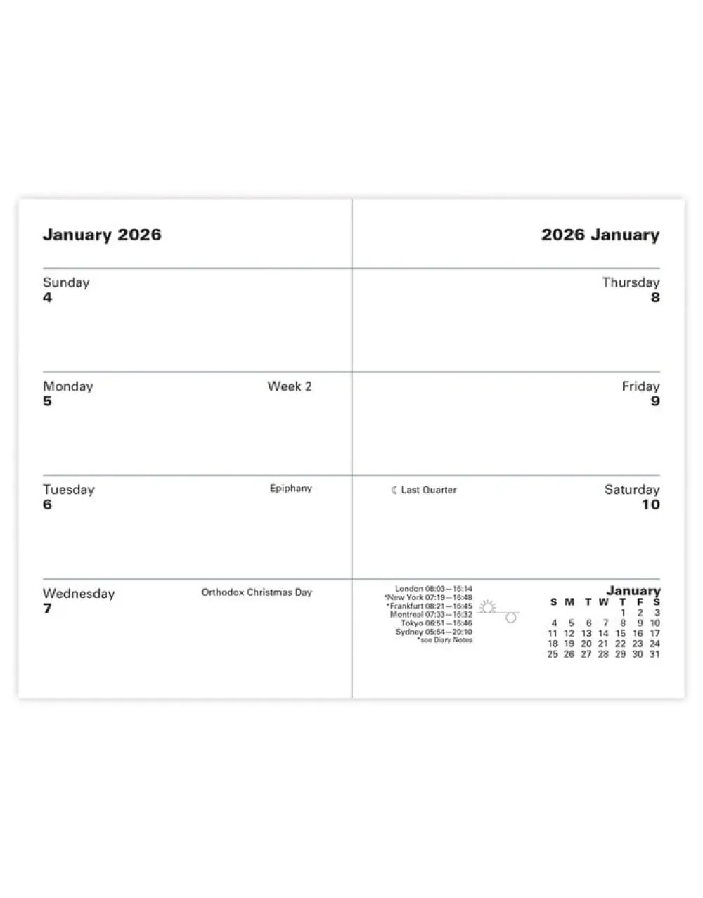 Journals & Other Stationery|Classic Mini Pocket Week to View Planner 2026, Sunday Start, Black