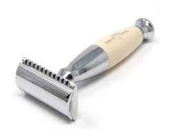Edwin Jagger Razors|Ivory & Chrome Plated Double Edge Safety Razor