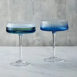 Glasses & Steins|Empire Blue Champagne Coupe Pair