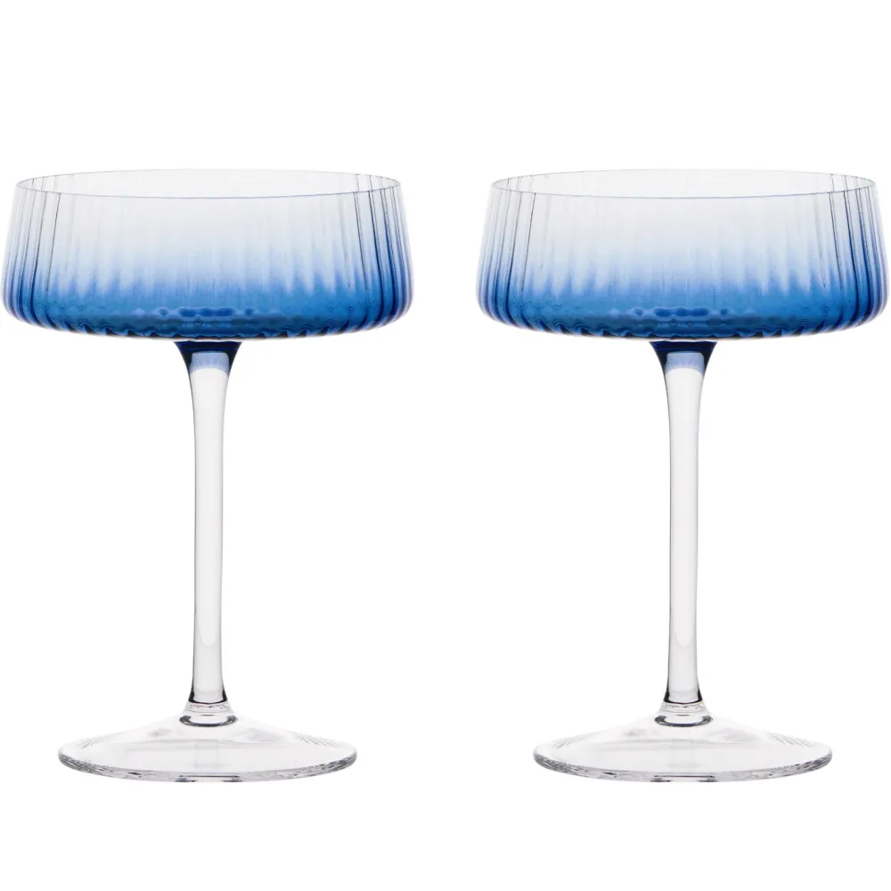 Glasses & Steins|Empire Blue Champagne Coupe Pair