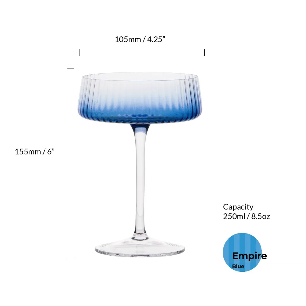 Glasses & Steins|Empire Blue Champagne Coupe Pair