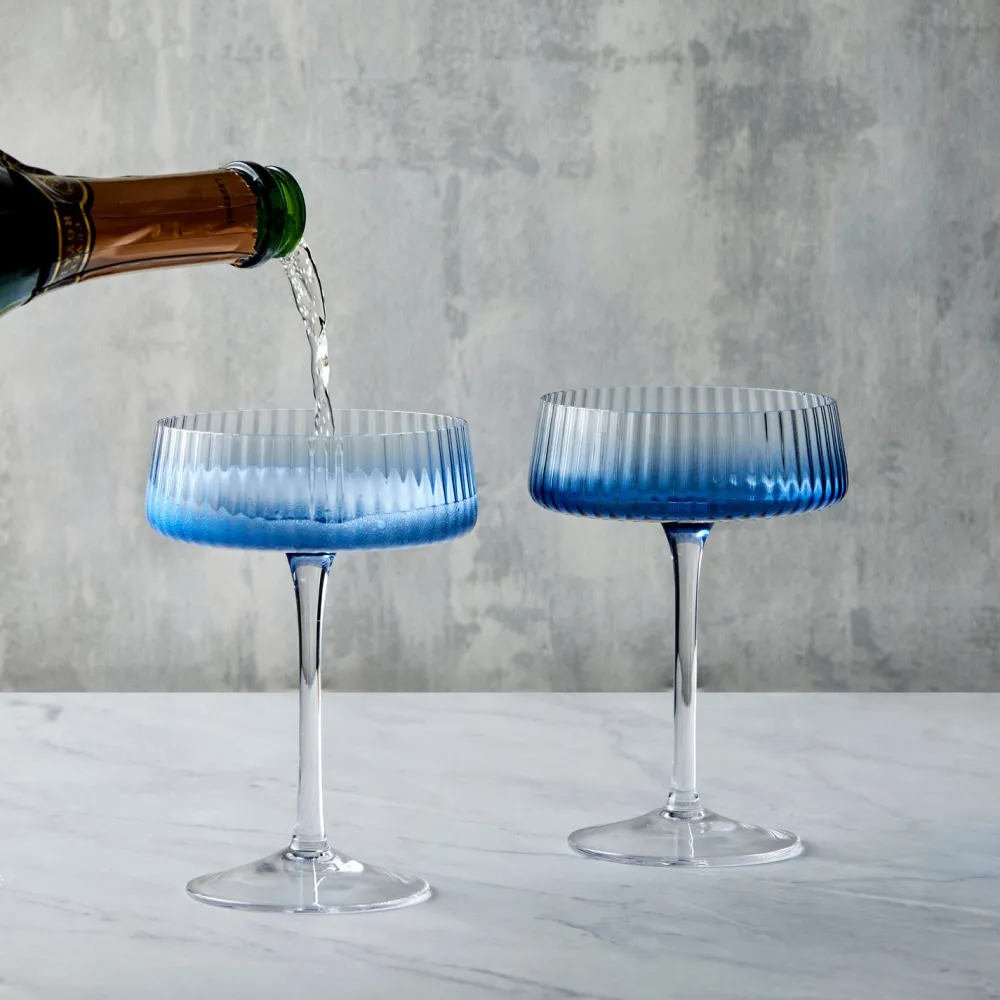 Glasses & Steins|Empire Blue Champagne Coupe Pair
