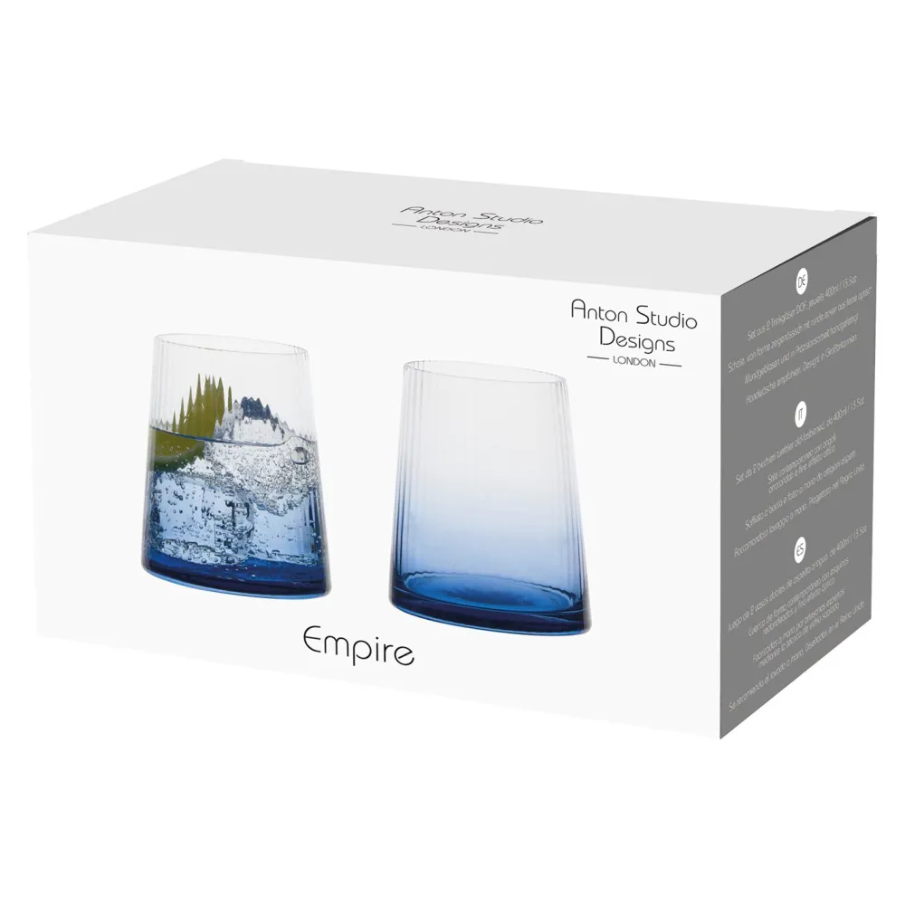 Glasses & Steins|Empire Blue Double Old Fashioned Tumblers Pair