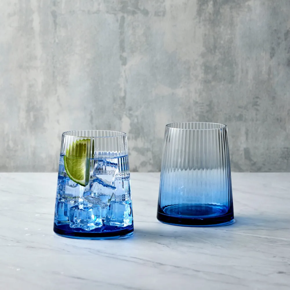 Glasses & Steins|Empire Blue Double Old Fashioned Tumblers Pair