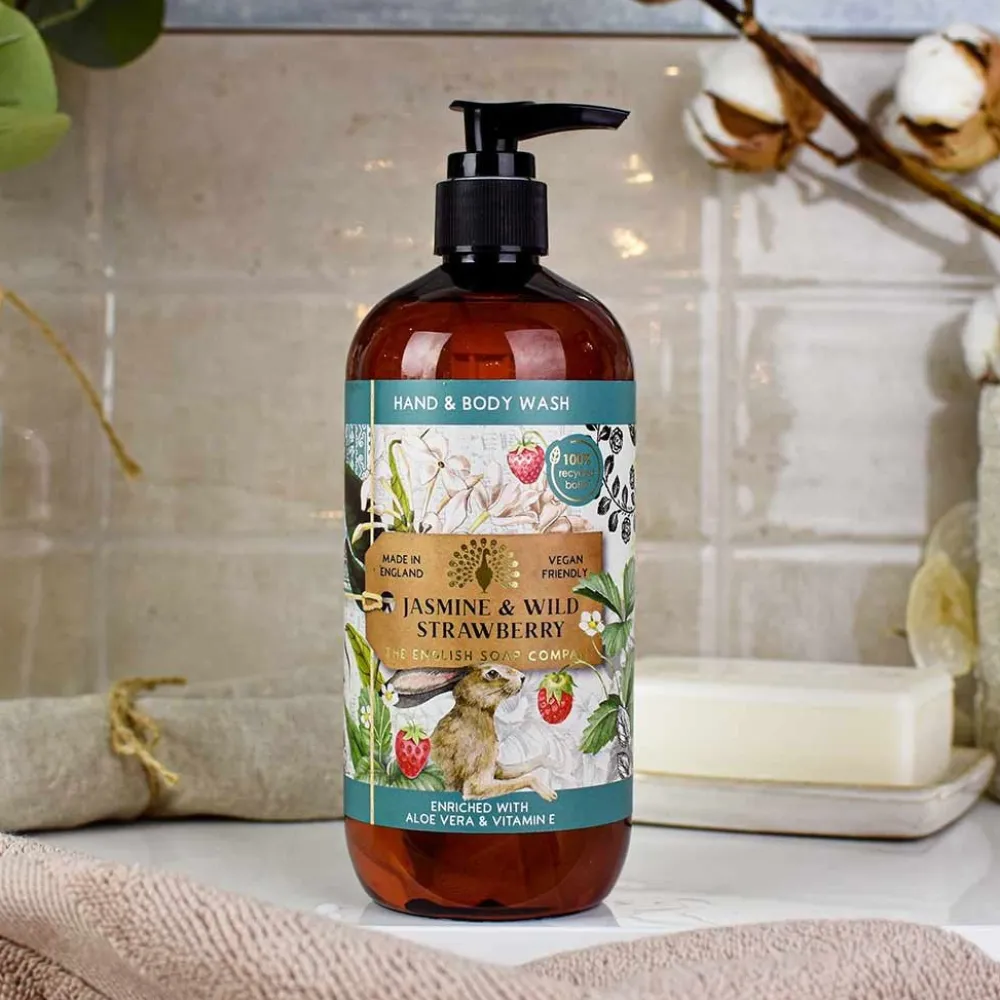 English Soap Co. Bath & Shower|Liquid Hand Soap|Anniversary Collection Jasmine & Wild Strawberry Hand & Body Wash