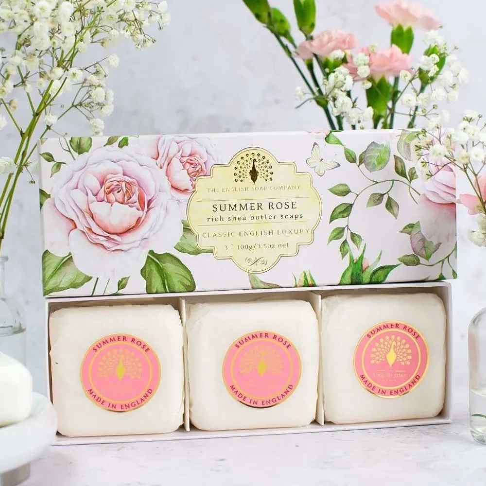English Soap Co. Bar Soaps|Summer Rose Hand Soap Gift Set
