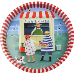 Trays|Tea Trays|Fish & Chips Round Tin Tray