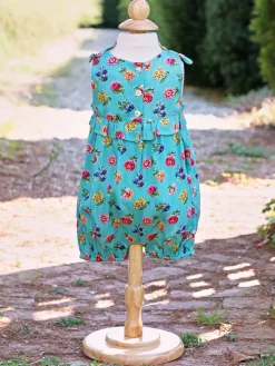Childrenswear|Flower Toss Turquoise Baby Bubble (12M-18M)