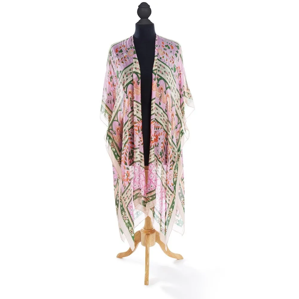 Robes, Nightgowns & Dresses|Folk Flowers Pink Long Kimono