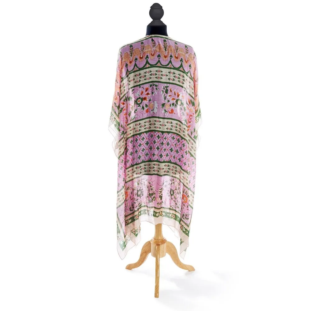 Robes, Nightgowns & Dresses|Folk Flowers Pink Long Kimono