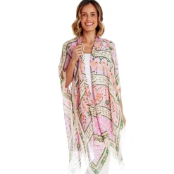 Robes, Nightgowns & Dresses|Folk Flowers Pink Long Kimono
