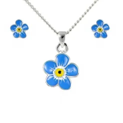 Necklaces & Pendants|Earrings|Forget Me Not Enamel Pendant Necklace & Earring Set