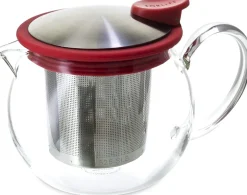 Teapots|Forlife Bola Glass Teapot with Basket Infuser (Red)