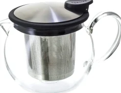 Teapots|Forlife Bola Glass Teapot with Basket Infuser (Black/Graphite)