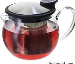 Teapots|Forlife Bola Glass Teapot with Basket Infuser (Black/Graphite)