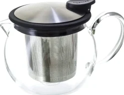 Teapots|Forlife Bola Glass Teapot with Basket Infuser (Black/Graphite)