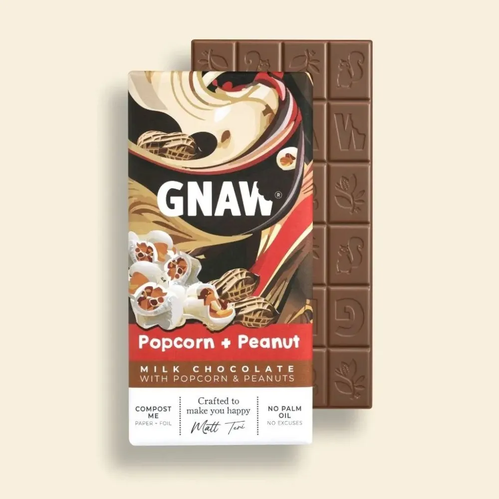 British Chocolate|Gnaw Popcorn & Peanut Milk Chocolate Bar