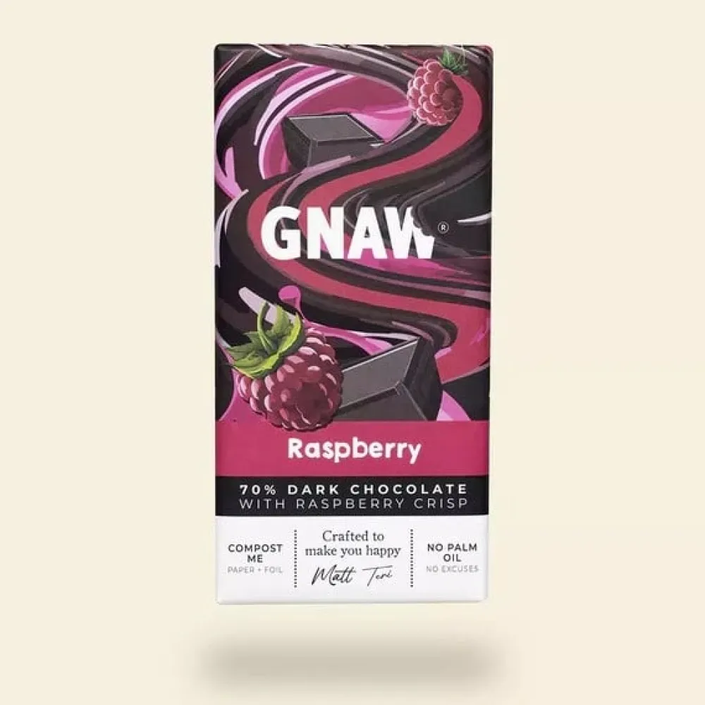 British Chocolate|Gnaw Raspberry 70% Dark Chocolate Bar