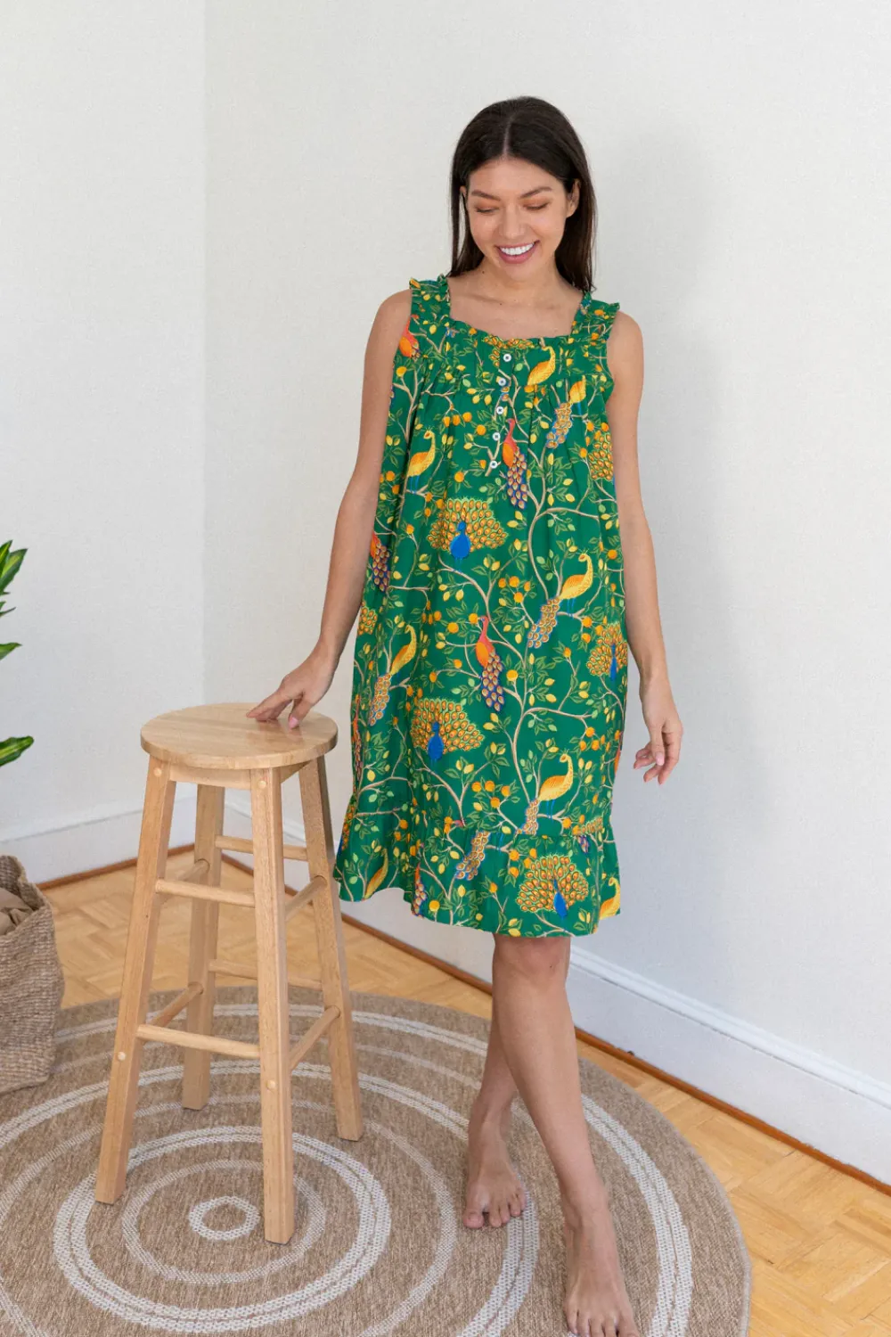 Robes, Nightgowns & Dresses|Green Fearless Peacock Nighty Nite