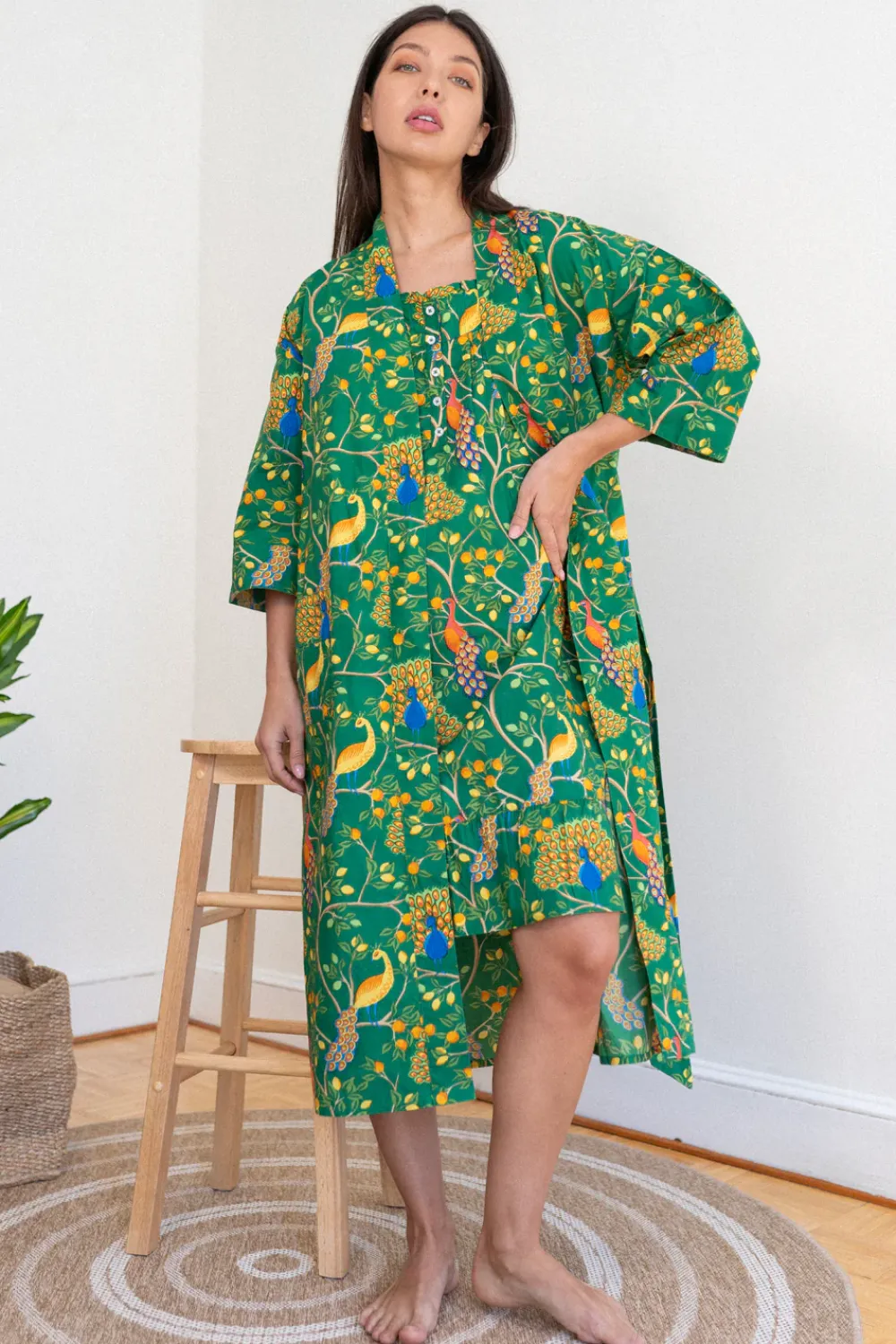 Robes, Nightgowns & Dresses|Green Fearless Peacock Nighty Nite